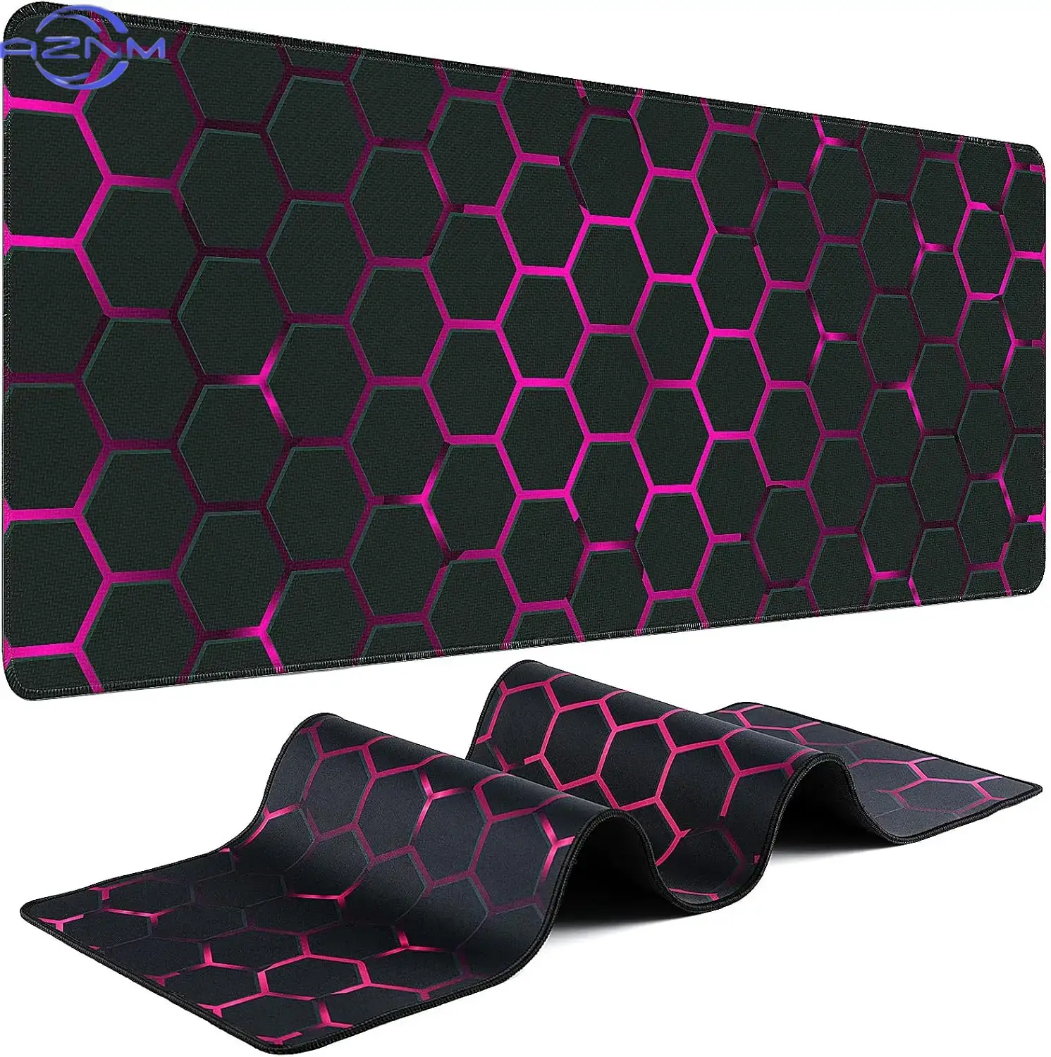Office Tech Setup - Tech Pink Hex Grid Großes Mauspad,