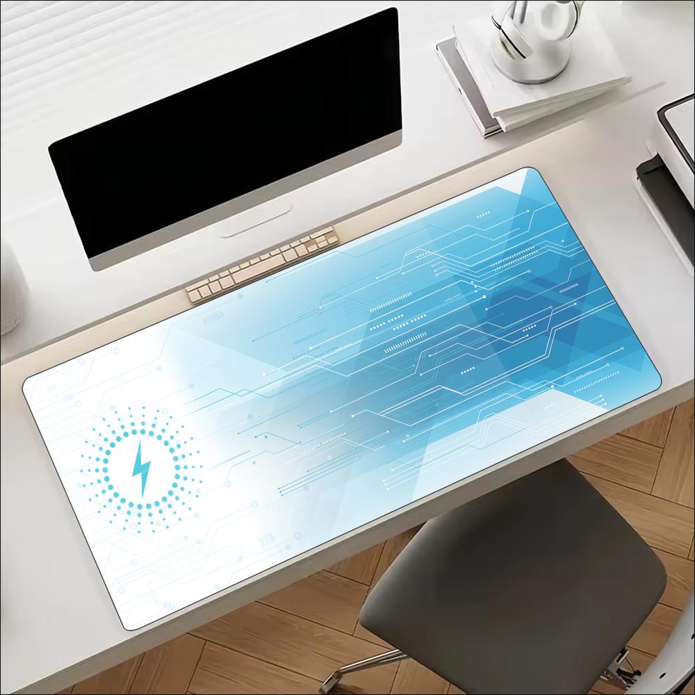 Office Tech Setup - Blue Tech Circuit Gear Pattern Erweitertes