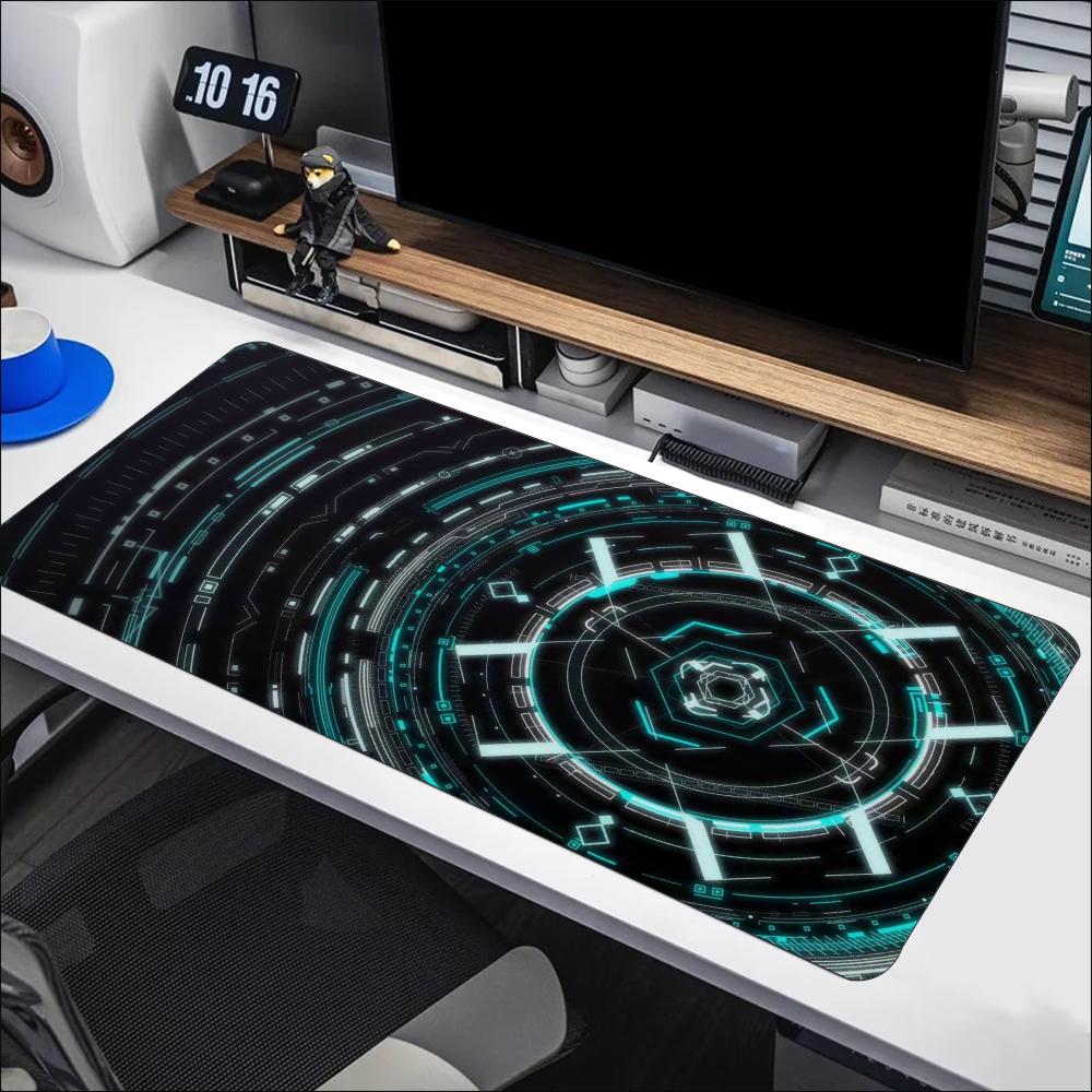 Office Tech Setup - Blue Cyan Tech Circuit Circle Großes