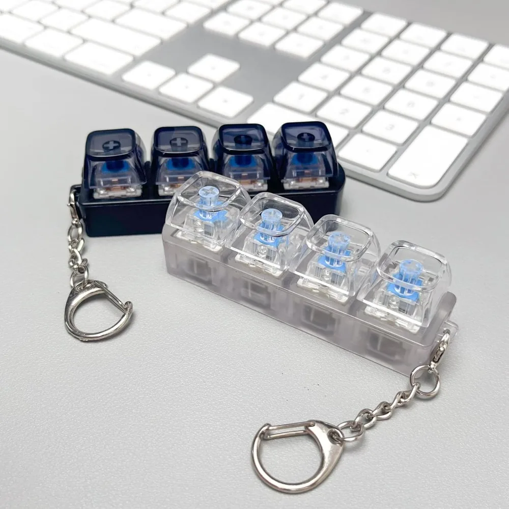 Office Tech Setup - 1 Stück LED-Tastatur-Tastenkappe Stressabbau-Schlüsselanhänger 4-Tasten-Fidget-Tool für