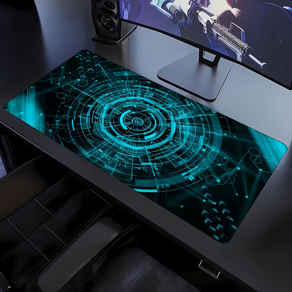 Blue Cyan Tech Circuit Circle  – Office Tech Setup Bewertung und Preis